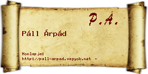 Páll Árpád névjegykártya